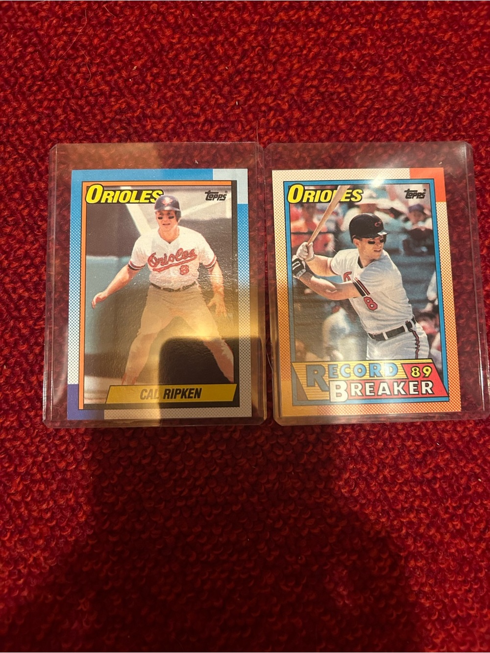 Topps Gold-Back Cal Ripken Jr. Cards on Red